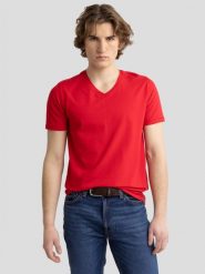 Koszulka męska v-neck czerwona Irtos 603. Czerwone t-shirty sportowe męskie Big Star, l, z bawełny, bez ramiączek. W wyprzedaży za 69.99 zł.