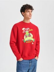 Bluza Shrek - koralowy. Pomarańczowe bluzy bez kaptura męskie Sinsay, l, z bawełny. Za 59.99 zł.