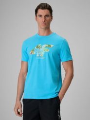 4F T-shirt regular z nadrukiem męski - niebieski XXL. Niebieskie t-shirty męskie 4f, na lato, m, bez wzorów, z bawełny, bez kołnierzyka. Za 69.99 zł.