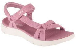 Sandały damskie, Go Walk Flex Sandal - Sublime. Czerwone sandały damskie Skechers, bez wzorów, z materiału, bez obcasa. Za 269.99 zł.