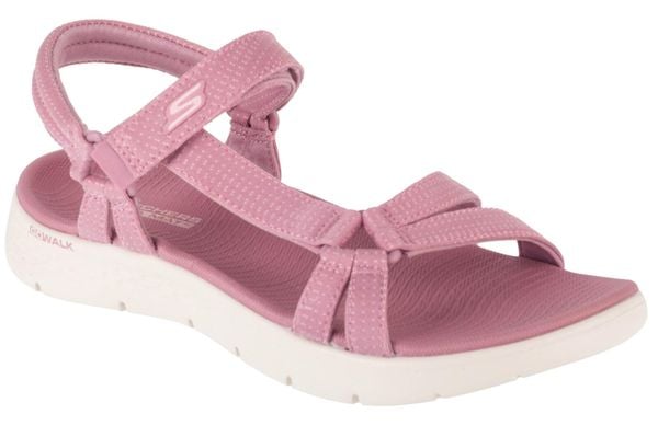 Sandały damskie, Go Walk Flex Sandal - Sublime. Czerwone sandały damskie Skechers, bez wzorów, z materiału, bez obcasa. Za 269.99 zł.