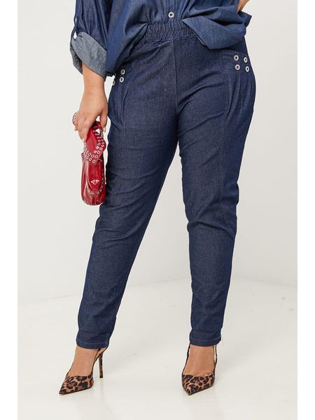 Curvy Lady Spodnie w kolorze granatowym rozmiar: 48/50. Niebieskie spodnie materiałowe damskie Curvy Lady, bez wzorów, z materiału, klasyczne, z standardowym stanem. Za 157.35 zł.