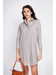 ASSUILI Lniana sukienka w kolorze szarobrązowym rozmiar: 38. Brązowe sukienki damskie Assuili, na co dzień, bez wzorów, ze lnu, bez kołnierzyka, bez ramiączek, mini, proste. Za 195.99 zł.