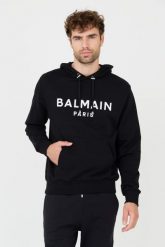 BALMAIN Czarna bluza Printed Hoodie. Czarne bluzy z kapturem męskie Balmain, m. W wyprzedaży za 2,799.99 zł.