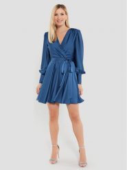 Swing Sukienka koktajlowa 5AE05300 Granatowy Regular Fit. Niebieskie sukienki damskie Swing, bez wzorów, z syntetyku, wizytowe, bez kołnierzyka, bez ramiączek. Za 739.99 zł.