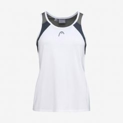Koszulka bez rękawów damska CLUB 22 Tank Top. Białe topy damskie HEAD, bez wzorów, z dżerseju, bez kołnierzyka. W wyprzedaży za 101.50 zł.