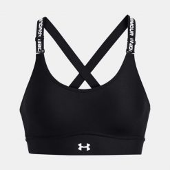Biustonosz fitness Under Armour Infinity Mid. Czarne biustonosze sportowe damskie Under Armour, bez wzorów. Za 169.99 zł.