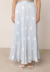 Niebieska Rozkloszowana Spódnica w Stylu Retro Plisowana w Grochy Kasosa. Niebieskie spódniczki damskie Born2be, m, bez wzorów, eleganckie, maxi, dopasowane. Za 119.99 zł.