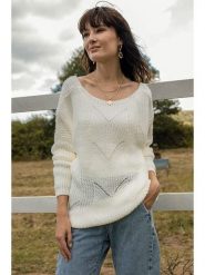 Milan Kiss Sweter w kolorze kremowym rozmiar: M. Brązowe swetry klasyczne damskie Milan Kiss, m, z wełny, bez kołnierzyka. Za 110.04 zł.