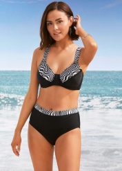 Bikini minimizer z wyściełanymi ramiączkami (2 części). Czarne bikini damskie bonprix, bez wzorów. Za 149.99 zł.