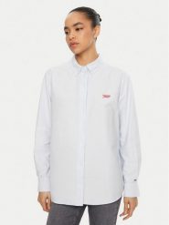 Tommy Jeans Koszula DW0DW19358 Błękitny Relaxed Fit. Niebieskie koszule damskie Tommy Jeans, l, bez wzorów, z bawełny, bez kołnierzyka, bez ramiączek. Za 249.99 zł.