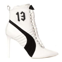 Skórzane szpilki Puma X Fenty White. Czarne szpilki Puma, bez wzorów, z materiału, bez obcasa. Za 482.99 zł.