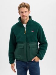 Tommy Jeans kurtka z futra typu teddy Mężczyźni zielony, L. Zielone kurtki męskie Tommy Jeans, l, bez wzorów, z jeansu, eleganckie, bez kaptura. Za 749.95 zł.