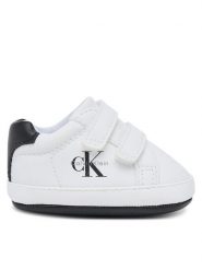 Calvin Klein Sneakersy Low Cut Velcro Sneaker V0B9-83145-1582 Biały. Białe buty sportowe chłopięce CALVIN KLEIN, ze skóry, bez zapięcia. Za 189.99 zł.