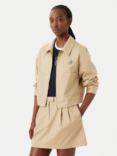 Tommy Hilfiger Kurtka przejściowa Chino WW0WW50144 Beżowy Regular Fit. Brązowe kurtki damskie Tommy Hilfiger, bez wzorów, z bawełny, bez kaptura. Za 949.99 zł.