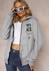 Jasnoszara Bluza z Kapturem i Polarem Sewan. Szare bluzy z kapturem damskie Renee, xl, z polaru. Za 79.99 zł.