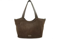 Torebka damska zamszowa typu worek - Beżowa ciemna. Brązowe torebki klasyczne damskie Barberinis, bez wzorów, z jeansu, duże, pikowane, bez dodatków. Za 300.99 zł.