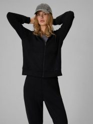 4F Bluza dresowa regular z kapturem damska - czarna XXL. Czarne bluzy z kapturem damskie 4f, xxl, bez wzorów, z dresówki. Za 169.99 zł.