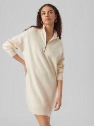 Vero Moda Sukienka w kolorze kremowym rozmiar: M. Brązowe sukienki damskie Vero Moda, na co dzień, m, bez wzorów, bez kołnierzyka, bez ramiączek, mini, proste. Za 162.11 zł.
