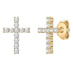 Lulu & Jane Kolczyki krzyz z mosiadzu w zlocie z cyrkonia 1 ct Damski. Białe kolczyki damskie Lulu & Jane, z cyrkonią, pozłacane, na sztyftcie. Za 129.99 zł.