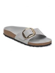 Birkenstock Skórzane klapki "Madrid" w kolorze szarym rozmiar: 37. Szare klapki damskie Birkenstock, bez wzorów, bez obcasa. Za 418.26 zł.