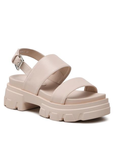 DeeZee Sandały WS87666-3 Beżowy. Brązowe sandały damskie DeeZee, bez wzorów, ze skóry, bez obcasa, na płaskiej podeszwie. Za 73.99 zł.