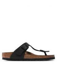 Birkenstock Japonki Gizeh 0043693 Czarny. Czarne klapki damskie Birkenstock, bez wzorów, ze skóry, bez obcasa. Za 299.99 zł.