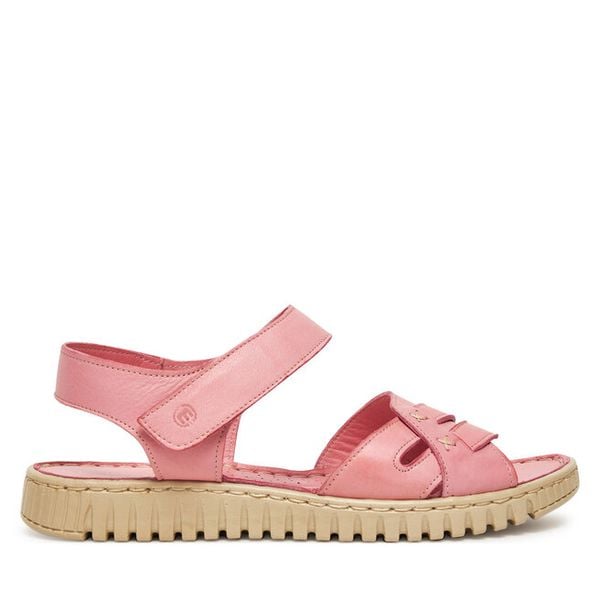 Sandały Manitu. Czerwone sandały damskie Manitu, bez wzorów, bez obcasa, na płaskiej podeszwie. Za 359.99 zł.