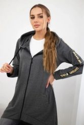 Bluza z suwakiem z tyłu grafit melanż. Bluzy z kapturem damskie KESI, l, z bawełny. Za 198.65 zł.