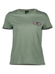 Vero Moda Koszulka "Tessfrancis" w kolorze zielonym rozmiar: XS. Zielone bluzki damskie Vero Moda, xs, bez wzorów, z bawełny, bez kołnierzyka, bez ramiączek. Za 19.58 zł.