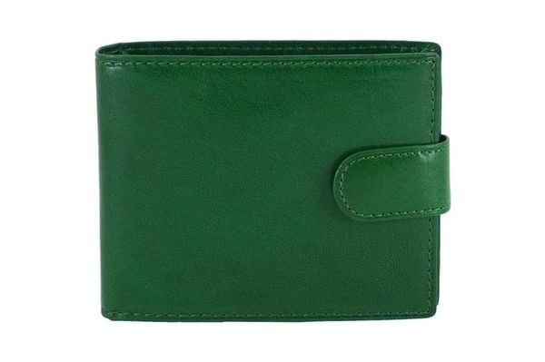 Portfel męski skórzany Barberini's - Zielony ciemny. Zielone portfele męskie Barberinis, bez wzorów, ze skóry. Za 115.99 zł.