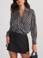 Milan Kiss Bluzka w kolorze czarno-białym rozmiar: XL. Czarne bluzki damskie Milan Kiss, xl, bez wzorów, bez kołnierzyka, bez ramiączek. Za 126.99 zł.