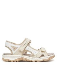 Rieker Sandały CEO-68866-62 Beżowy. Brązowe sandały damskie Rieker, bez wzorów, z materiału, bez obcasa, na płaskiej podeszwie. Za 339.99 zł.