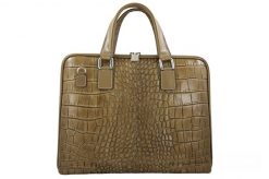 Torba na laptopa skórzana BARBERINI'S 118/1-9 c. beżowa. Brązowe torby na laptopa damskie Barberinis, bez wzorów, ze skóry, z tłoczeniem. Za 359.99 zł.
