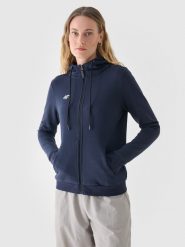 4F Bluza dresowa rozpinana z kapturem damska - granatowa XL. Niebieskie bluzy z kapturem damskie 4f, xl, z bawełny. Za 189.99 zł.
