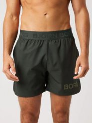 BORG 6" SHORTS z recyklingowanego poliestru – ROSIN. Zielone szorty męskie Björn Borg, bez wzorów, klasyczne. Za 268.00 zł.