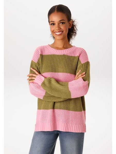 Aniston Sweter w kolorze jasnoróżowo-oliwkowym rozmiar: 42. Różowe swetry klasyczne damskie Aniston, ze splotem, bez kołnierzyka. Za 68.95 zł.