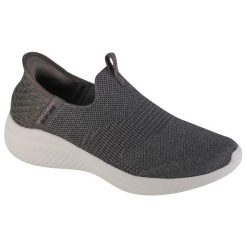 Buty sportowe Sneakersy damskie, Slip-Ins Ultra Flex 3.0 Smooth Step. Szare buty sportowe na co dzień damskie Skechers, bez wzorów, z tkaniny. Za 379.99 zł.