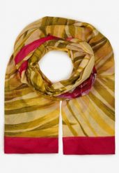 Żółty Szalik z Bawełny w Ozdobny Print Natsu. Czerwone szaliki i kominy damskie Born2be, na jesień, bez wzorów, z bawełny. Za 29.99 zł.