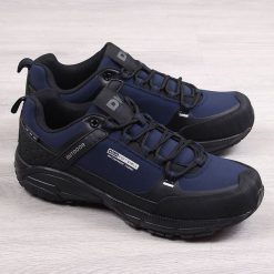 Buty sportowe trekkingowe wodoodporne granatowe DK 1096. Buty trekkingowe męskie DK, ze skóry ekologicznej, bez zapięcia. Za 259.99 zł.