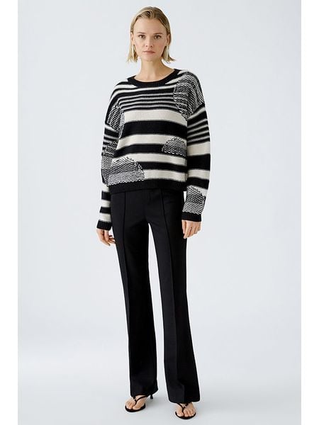 Oui Sweter w kolorze kremowo-czarnym rozmiar: 42. Brązowe swetry klasyczne damskie Oui, z wełny, bez kołnierzyka. Za 135.17 zł.