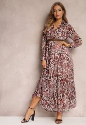 Różowa Sukienka Hellanassa. Czerwone sukienki damskie Renee, l, z aplikacjami, eleganckie, bez kołnierzyka, bez ramiączek, maxi, kopertowe. W wyprzedaży za 135.99 zł.