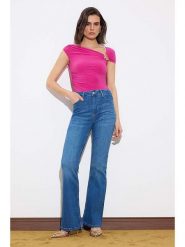 Trendyol Dżinsy - Flare fit - w kolorze niebieskim rozmiar: 40. Niebieskie jeansy damskie Trendyol, z podwyższonym stanem. Za 117.99 zł.