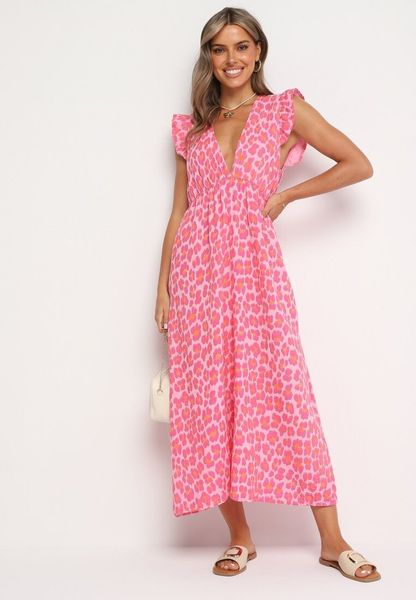 Różowa Bawełniana Sukienka Boho Wiązana z Tyłu Brynivia. Czerwone sukienki damskie Born2be, na co dzień, na lato, s, bez wzorów, z bawełny, boho, bez kołnierzyka, bez ramiączek, mini, proste. Za 129.99 zł.