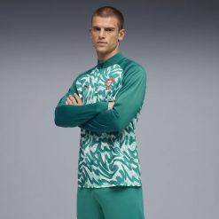 Męska koszulka na rozgrzewkę Portugalii z zamkiem 1/4 PUMA. Czerwone t-shirty sportowe męskie Puma, m, bez ramiączek, do piłki nożnej. Za 339.00 zł.