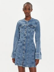 Pepe Jeans Sukienka jeansowa PL953549 Niebieski Regular Fit. Niebieskie sukienki damskie Pepe Jeans, xs, bez wzorów, z bawełny, bez kołnierzyka, bez ramiączek. Za 309.99 zł.