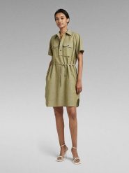 G-Star Sukienka koszulowa w kolorze khaki rozmiar: XS. Brązowe sukienki damskie G-Star, xs, bez wzorów, retro, bez kołnierzyka, bez ramiączek, midi, koszulowe. Za 184.02 zł.