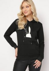 Czarna Bluza Dzianinowa z Kapturem i Nadrukiem Jubida. Czarne bluzy z kapturem damskie Born2be, l, z dzianiny. Za 84.99 zł.