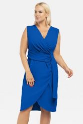 Sukienka elegancka kopertowa modna z marszczeniami FLORENCE chaber. Sukienki damskie KARKO, na imprezę, s, bez wzorów, z elastanu, eleganckie, bez kołnierzyka, bez ramiączek, midi, kopertowe. Za 289.50 zł.