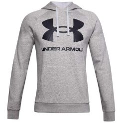 Bluza fitness męska Under Armour Rival Fleece Big Logo HD. Szare bluzy bez kaptura męskie Under Armour, bez wzorów, sportowe, bez kołnierzyka, bez ramiączek. Za 139.99 zł.